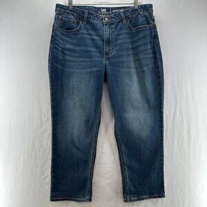 Lee Riders Mid-rise Capri Jean Sz 16 Cropped Zip Fly Stretch Whiskers Denim Blue